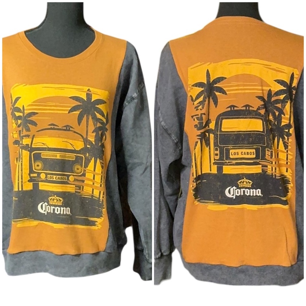 Corona Beer Upcycled Shirt Sweatshirt Grunge Beach Festival